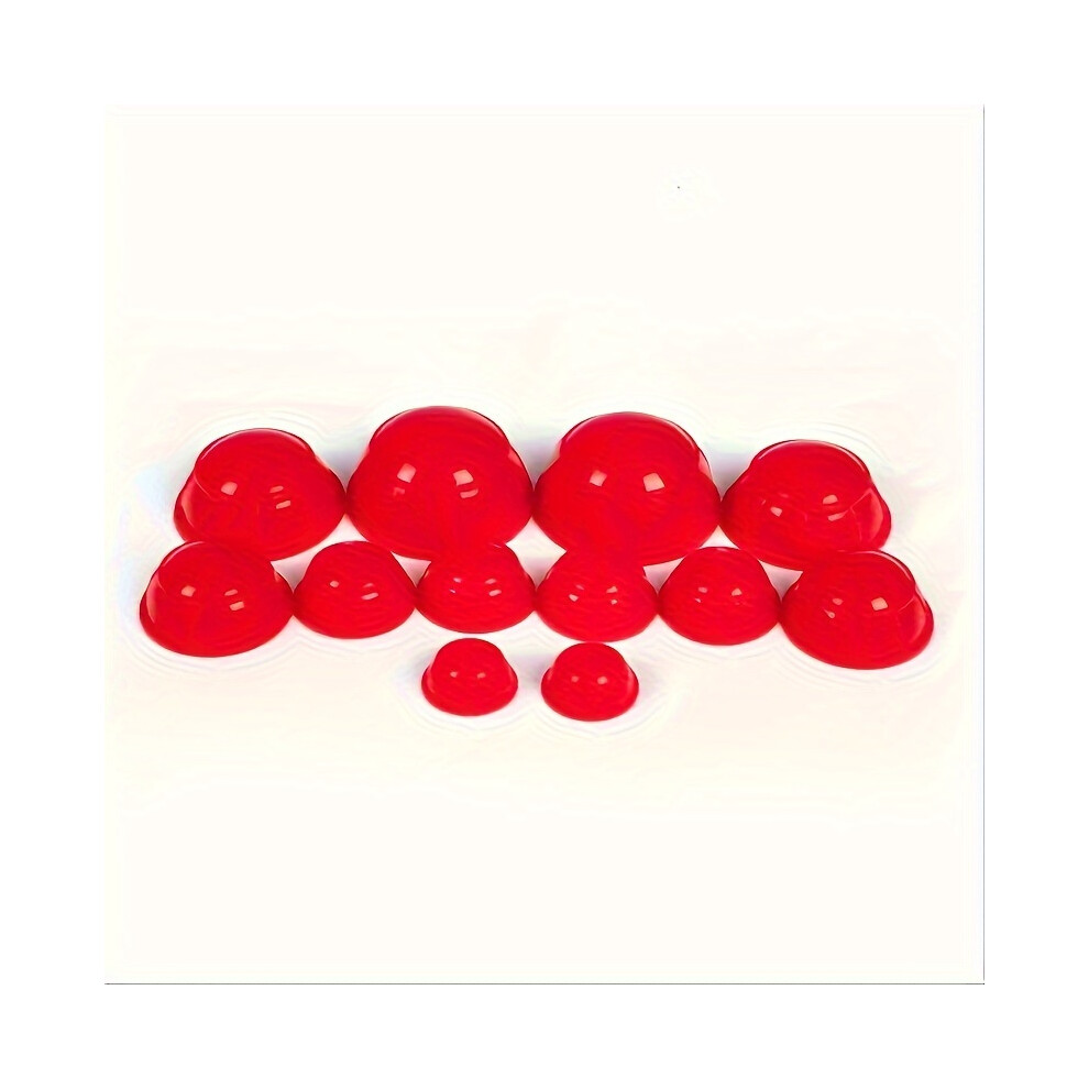 Closkye Red (?Red?, 1Set Of 12Pcs) 12Pcs Silicone Cupping Set, Moisture Absorbing Jar For Home Use, Suitable For Acupressure Massage Or After Bath