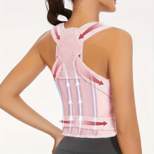 (Pink, L) Ergonomic Back Support Brace – Adjustable Elastic Support, Breathable Fabric, Hand Washable, Posture Corrector for Men and Women, Sport Medicine