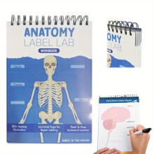 (Blue) Anatomy Label Lab Workbook: Erasable Reusable Medical Student Study Guide with 100 Labeled Human Anatomy Illustrations, Portable 26.92cm x 17.53cm