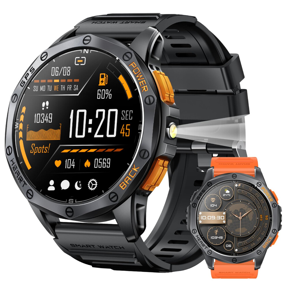 Smart Watches Military Built-In Gps 170+ Sport Modes Flashlight Bluetooth Calls Compass Altimeter Barometric Altitude For Android Phones 1.43' 6493810814426