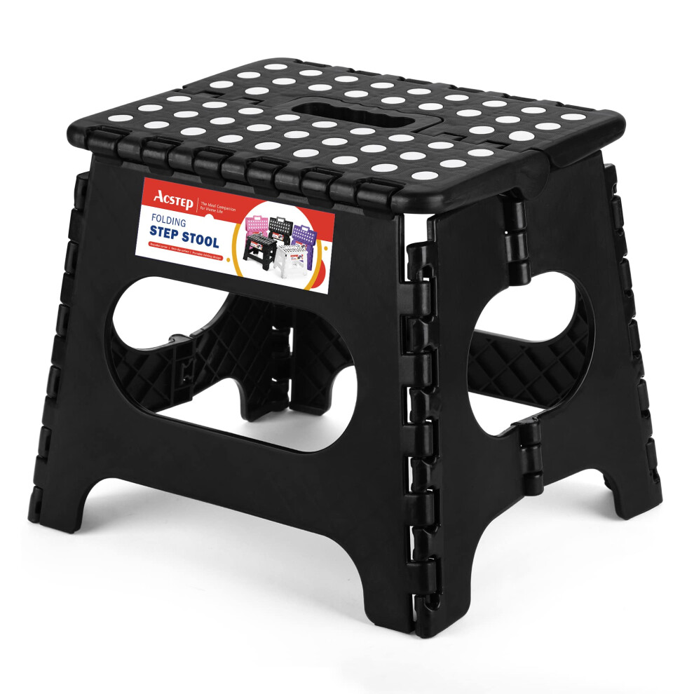 Plastic Non Slip Black Step Stool Folding Hold Up To 300Lbs 11 Height 6493810878763