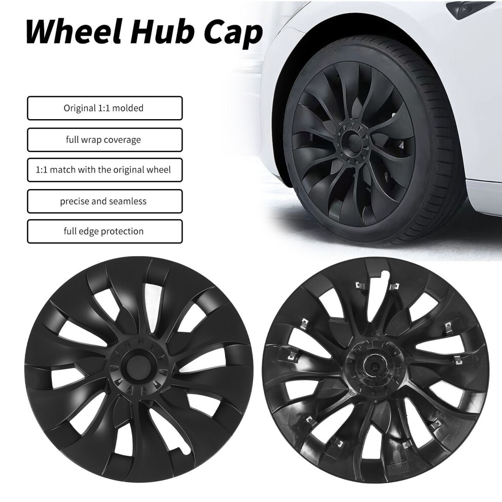 4Pcs 18In Wheel Hub Cover Symmetrical Fully Wrap Black 9121376842290