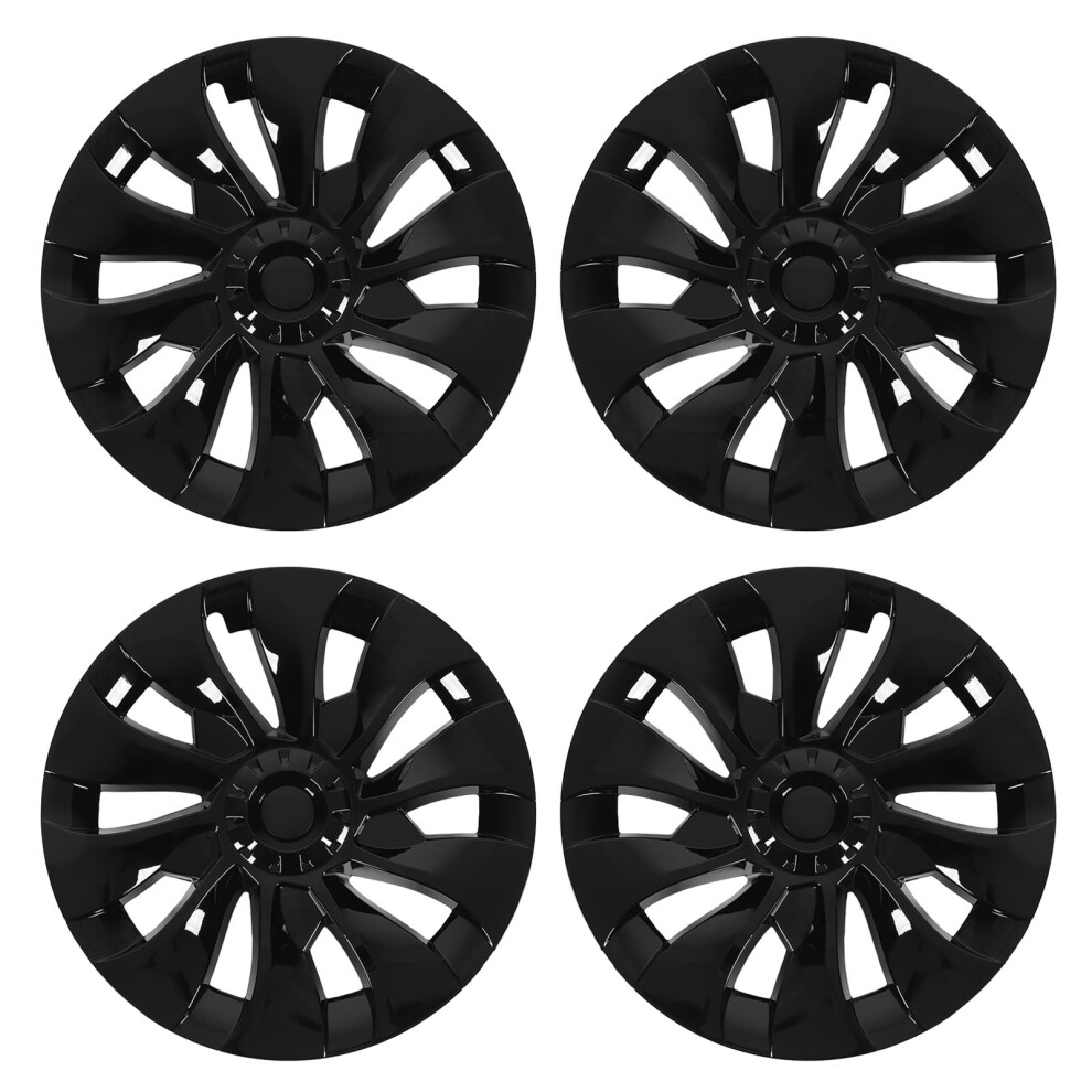 4Pcs 18In Wheel Hub Cover Symmetrical Fully Wrap Black 9121376842337