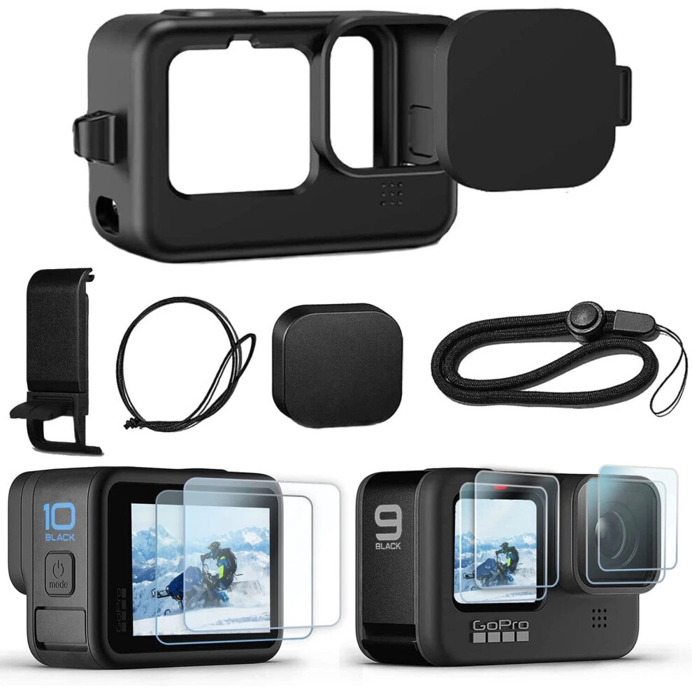Accessories Kit For Gopro Hero 11 10 9 Silicone Sleeve Protective Case Hot Black 6963794021085