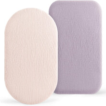 2 Pack Muslin Cotton Bassinet Sheets for Oval and Rectangle Bassinet Mattress Fits Oval and Rectangle Bassinet Mattress