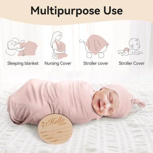 1 Set Super Soft Stretchy Swaddle Blanket for born Essentials 47 x 47 Inch 2