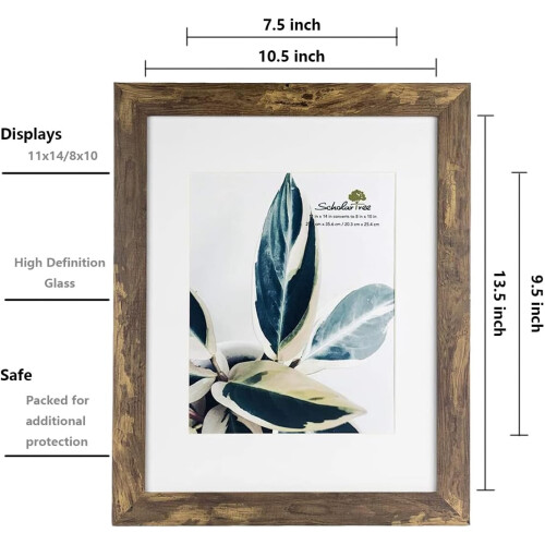 2 Set Brown Picture Frame for Wall Gallery Photo Frames 11x14 1