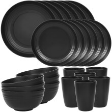 24 Piece Unbreakable Dinnerware Sets for Camping in Sets of 6