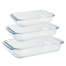 3 Pcs Tempered Glass Oblong Baking Dishes for Baking 1 Quart, 1.5-Qt and 2-Qt