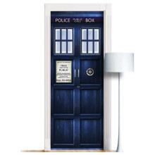 Door Mural Blue Police Box London Callbox Sticker Decal 32x80