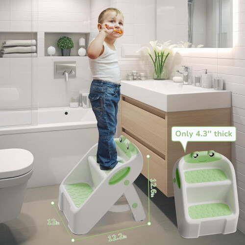 Foldable Non-Slip Cute Frog Style Step Stool for Bathroom Potty Training 2