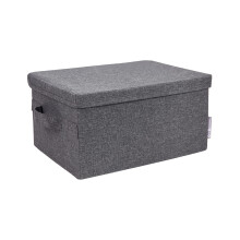 Storage Box Soft Foldable Polyester Fabric Medium Grey for Closets 11.8in x 15.7in x 8.7in