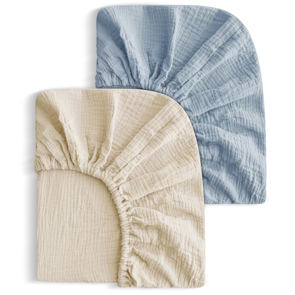 2 Pack Soft Muslin Baby Crib Sheets for Standard Crib 28x52 Inches