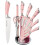 9 Pieces Pink Sharp Non-Stick Coated Knife Set for Cutting Slicing and Dicing Chopping 1