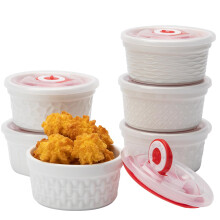 6 Set White Embossed Ramek for Baking and Dishwasher 4 oz