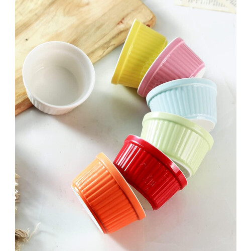 6 Set Oven Safe Colorful Ramek for Baking and Serving 6oz 1
