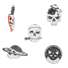 5pcs Clothes Brooches Shirt Lapel Pin Halloween Skull Lapel Pin Backpack Brooch