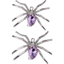 2PCS Halloween Spider Shape Brooch Halloween Breastpin Alloy Crystal Brooch Halloween Supplies