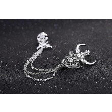 Punk Skeleton Chain Brooch Pin Suit Lapel Pin Halloween Brooch Jewelry for Men