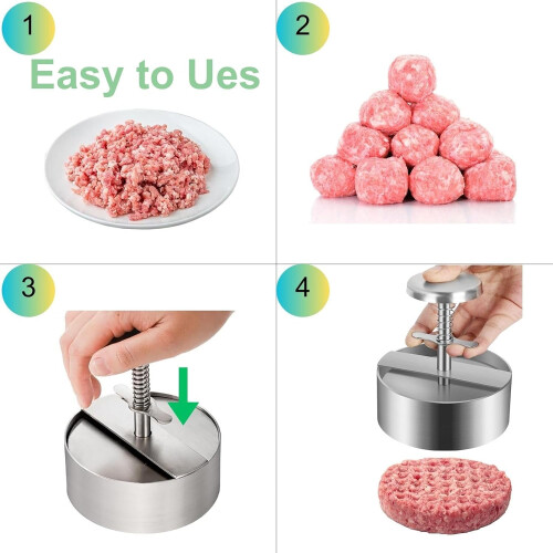 Stainless Steel Adjustable Burger Press Patty Maker for Vegetable and Meat 4.5' 1