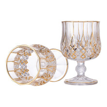 2 Set Crystal 24K Gold Hand Decorated Glasses for Brandy 7oz Ref:JIE