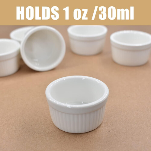 6 Pack Mini Ramek for Dipping Sauce and Dessert Cups Set 1 oz/30 ml 1