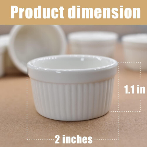 6 Pack Mini Ramek for Dipping Sauce and Dessert Cups Set 1 oz/30 ml 2