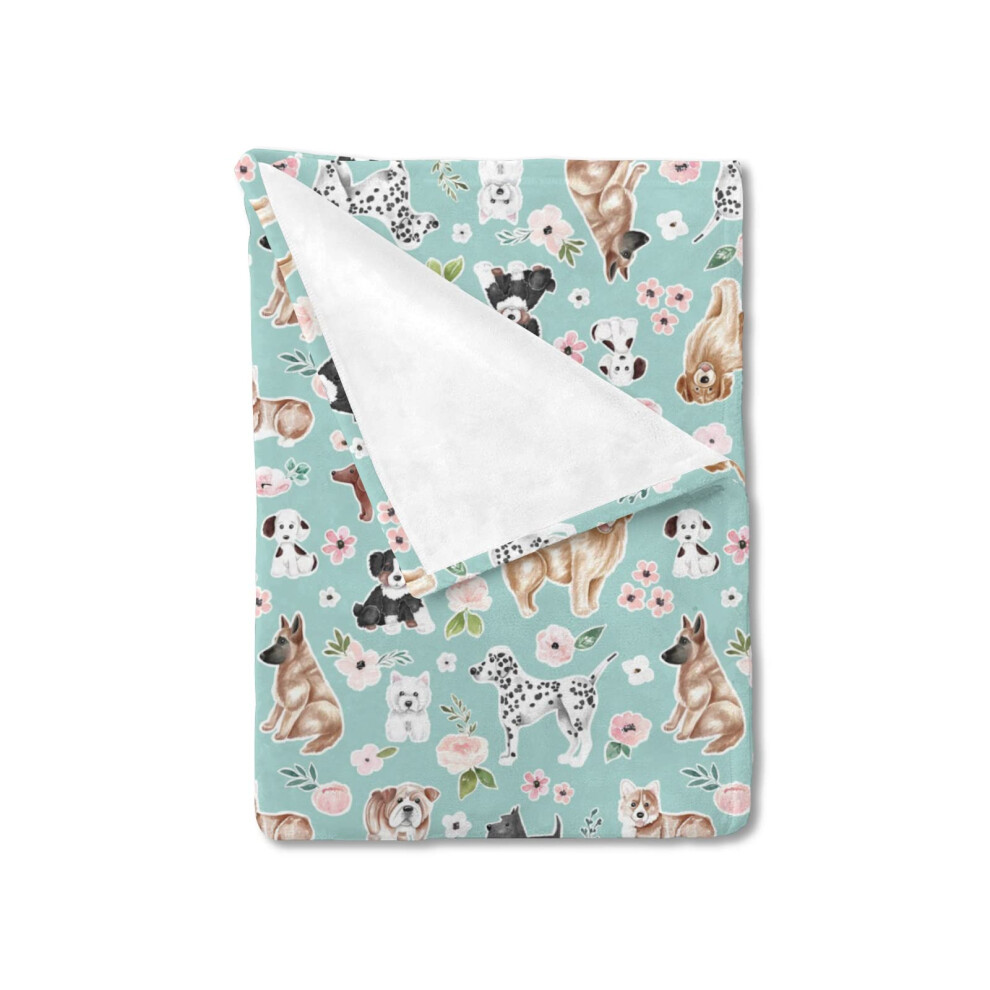 Cute Dogs Floral Soft Warm Blanket for Nursery Pet Lover 40 x 50