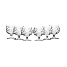 6 Pieces Russian Cut Crystal Handmade Cognac Brandy Whiskey Snifters Goblets for Drinking