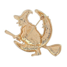 Halloween Brooch Pin Witch Rhinestone Decoration Multi .5X4.5cm Classic Style Lapel Pin 1Pcs
