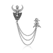 Punk Skeleton Chain Brooch Pin Suit Lapel Pin Halloween Brooch Jewelry for Men