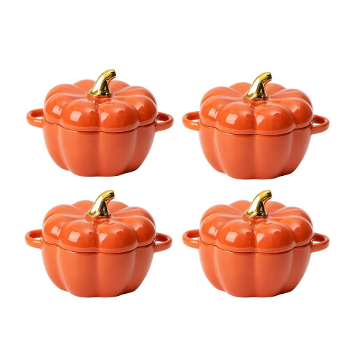 4 Set Ceramic Ramek for Baking and Casserole Dish 14 Oz