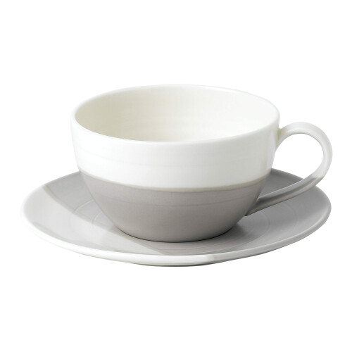Latte Cup & Saucer Set in Grey and Off White