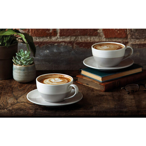 Latte Cup & Saucer Set in Grey and Off White 2