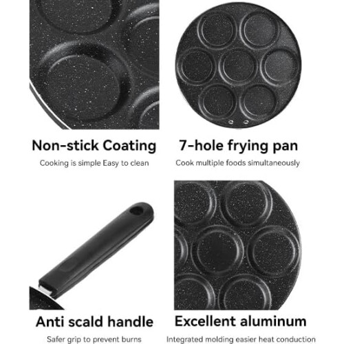 Non Stick Egg Frying Pan Breakfast Cooking Tool 7 Holes 2