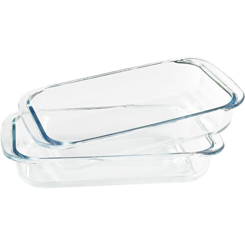 2 Pack Tempered Glass Oblong Baking Dishes Bakeware Cookware 1-Quart Size 2
