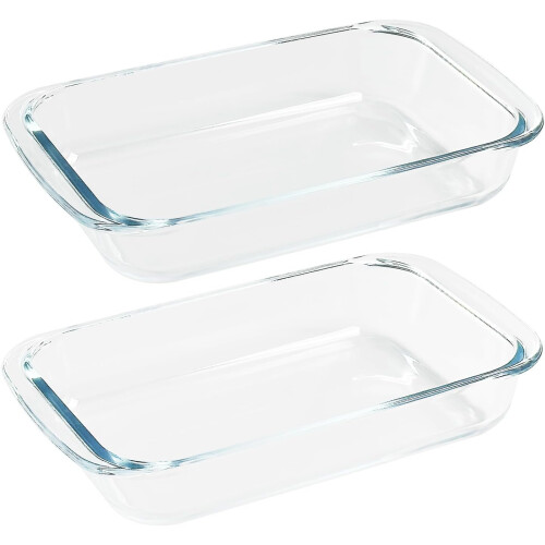 2 Pack Tempered Glass Oblong Baking Dishes Bakeware Cookware 1-Quart Size 1