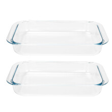 2 Pack Tempered Glass Oblong Baking Dishes Bakeware Cookware 1-Quart Size