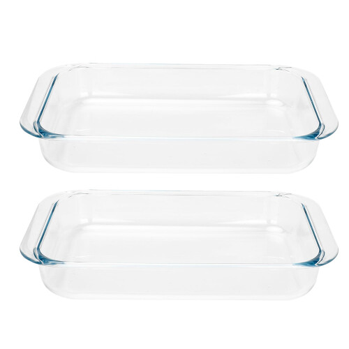 2 Pack Tempered Glass Oblong Baking Dishes Bakeware Cookware 1-Quart Size