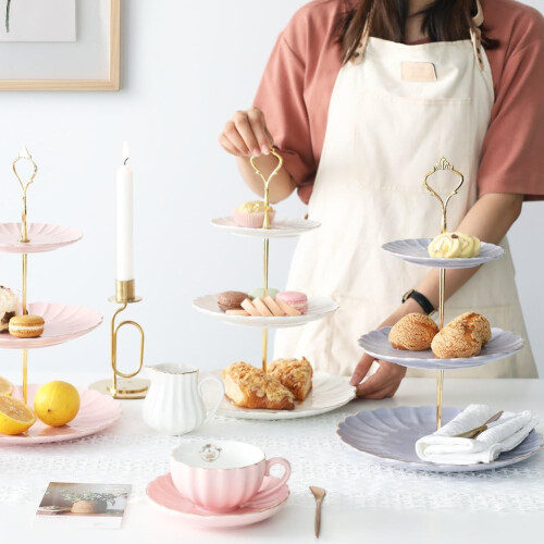 Pink Ceramic Cake Stand for Wedding Party 2