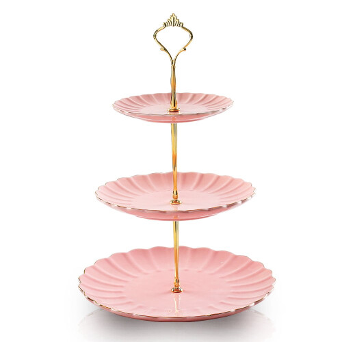 Pink Ceramic Cake Stand for Wedding Party