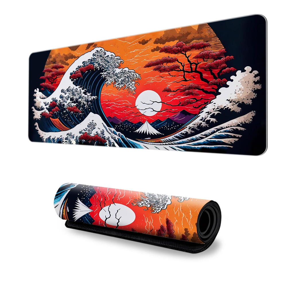 Japanese Sea Wave Anime Gaming Mouse Pad Desk Mat 31.5X11.8 Inch 2Mm Thick 6493810819421