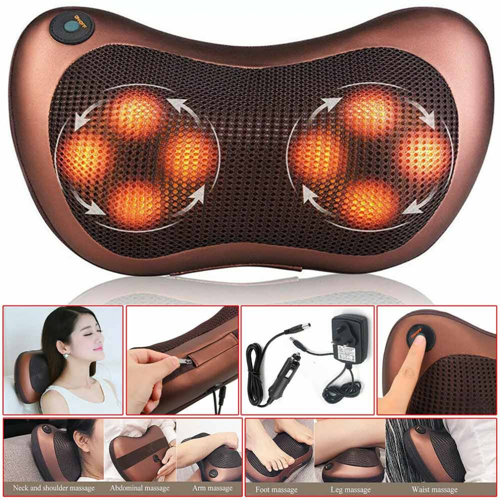 8 Kneading Electric Massagers Pillow Shiatsu Neck Back Lumbar Cushion