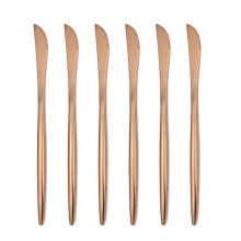 6 Pack Rose Gold Matte Finish Dessert Knife Set for Kitchen Use