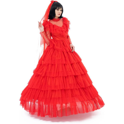 (Größe：3XL) Beetle Bride Kostüm – Lydia Deetz Gothic Hochzeitskleid 2
