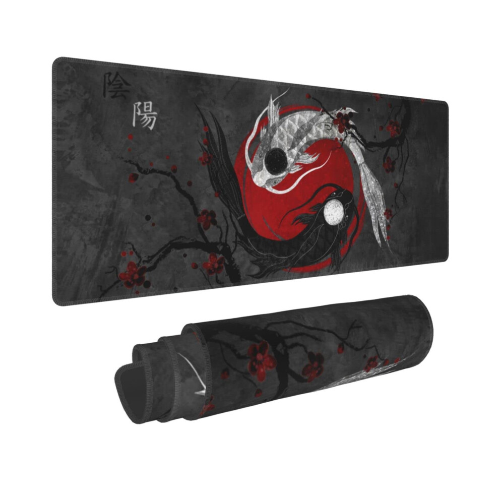 Japanese Art Koi Fish Gaming Extended Stitched Edges Mouse Pad For The Office 31.5 X 11.8 Inch 6493810819834