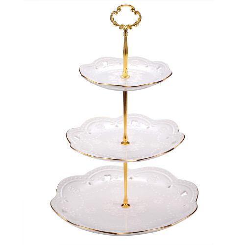 3-Tier Round Ceramic Cupcake Stand for Wedding Party