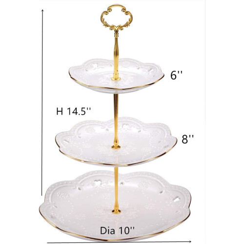 3-Tier Round Ceramic Cupcake Stand for Wedding Party 1