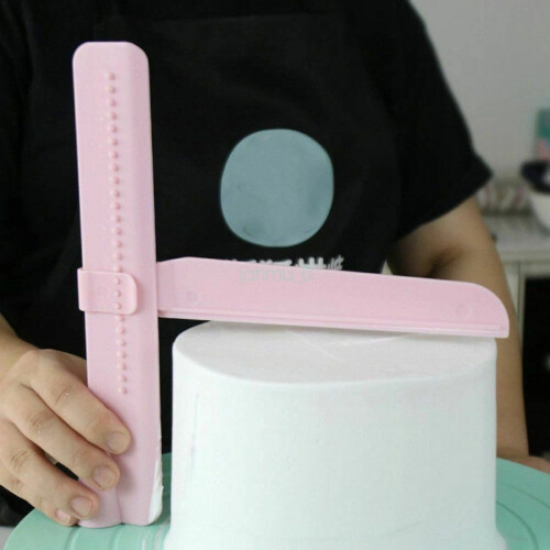 (Pink) Adjustable Cake Scraper Smoother Icing Decorating Tools Spatula Edges Craft 1