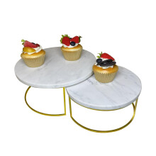 2 Set Marble Cake Stands for Food Display 9.8''+7.8''